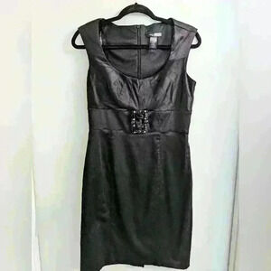 Bisou Bisou black mini dress with embellished buckle